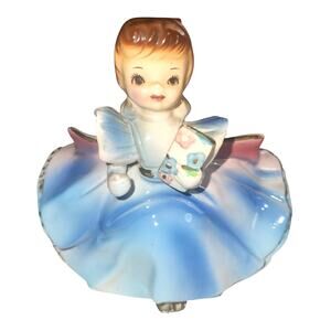 Vintage 1950's Rubens Originals Girl Planter Blue Dress # 502 Japan